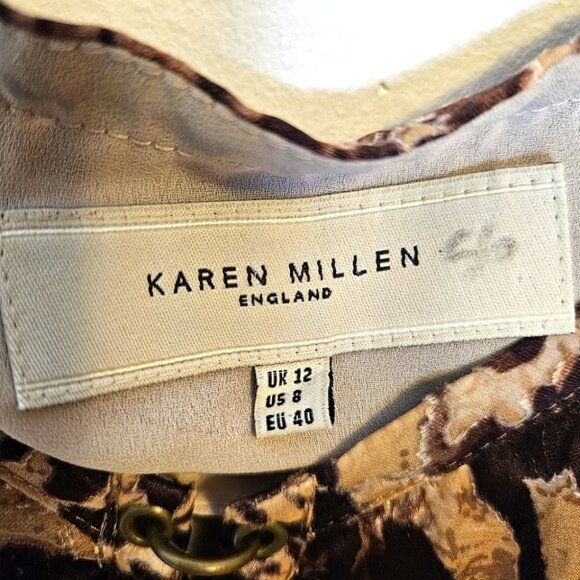 Y2K Karen Millen Silk Slip Midi Dress Sz 8 Animal Print Holiday Party Dress - Picture 5 of 14
